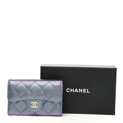 Chanel Iridescent Caviar Quilted Flap Card Holder Wallet Dark Blue 8 of 8