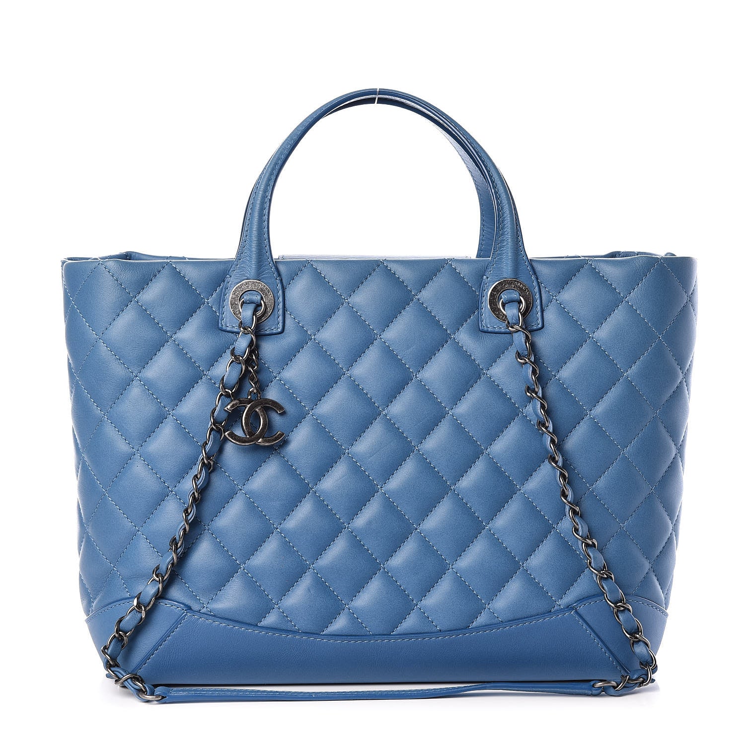 Chanel Calfskin Quilted Small Easy Shopping Tote Blue 1 of 11