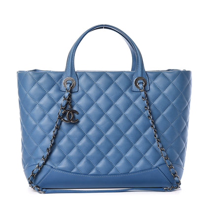 Chanel Calfskin Quilted Small Easy Shopping Tote Blue 1 of 11