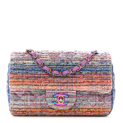 Chanel Tweed Quilted Mini Rectangular Flap Blue Pink Orange 1 of 10