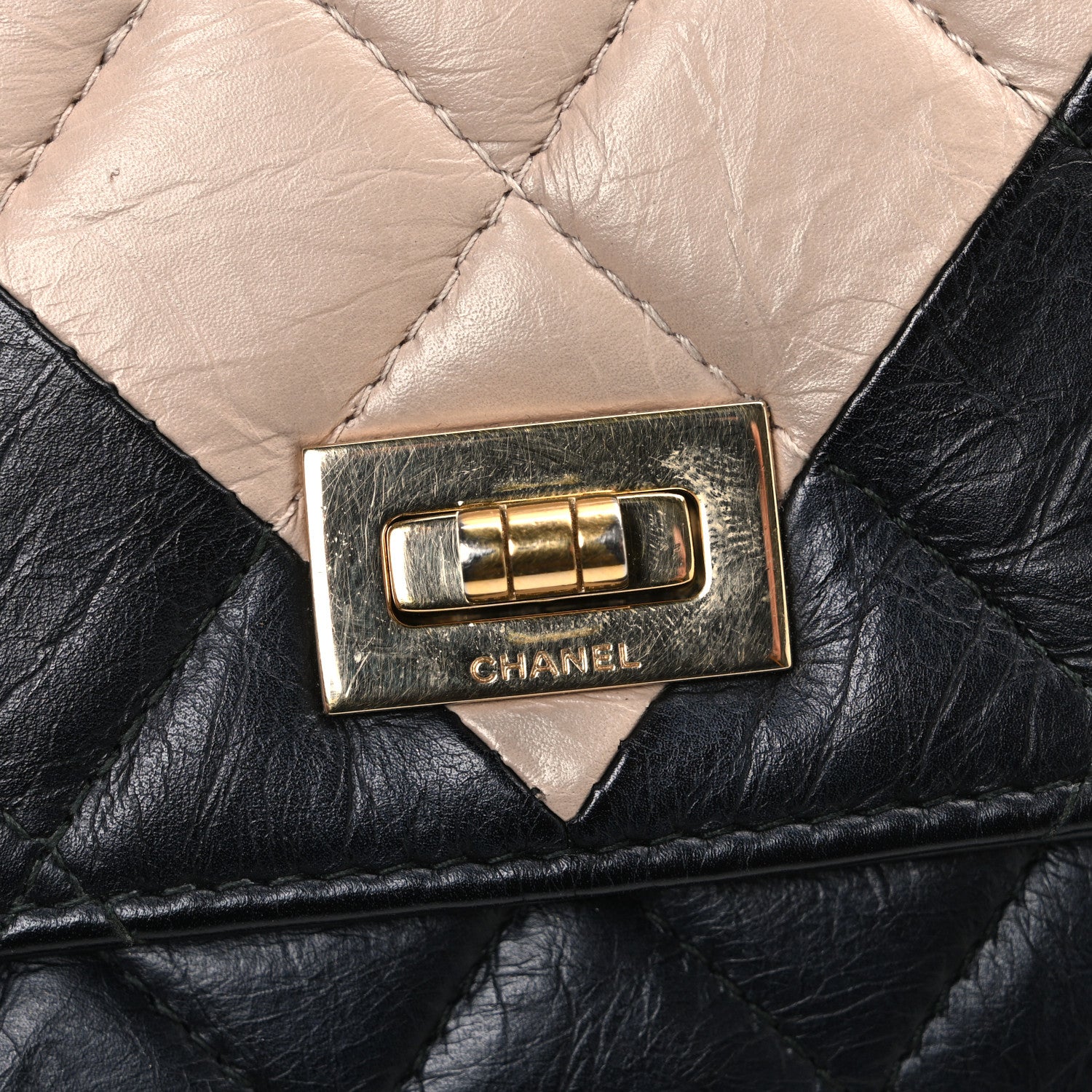 Chanel Aged Calfskin Quilted Reissue Wallet On Chain WOC Beige Black 12 of 12