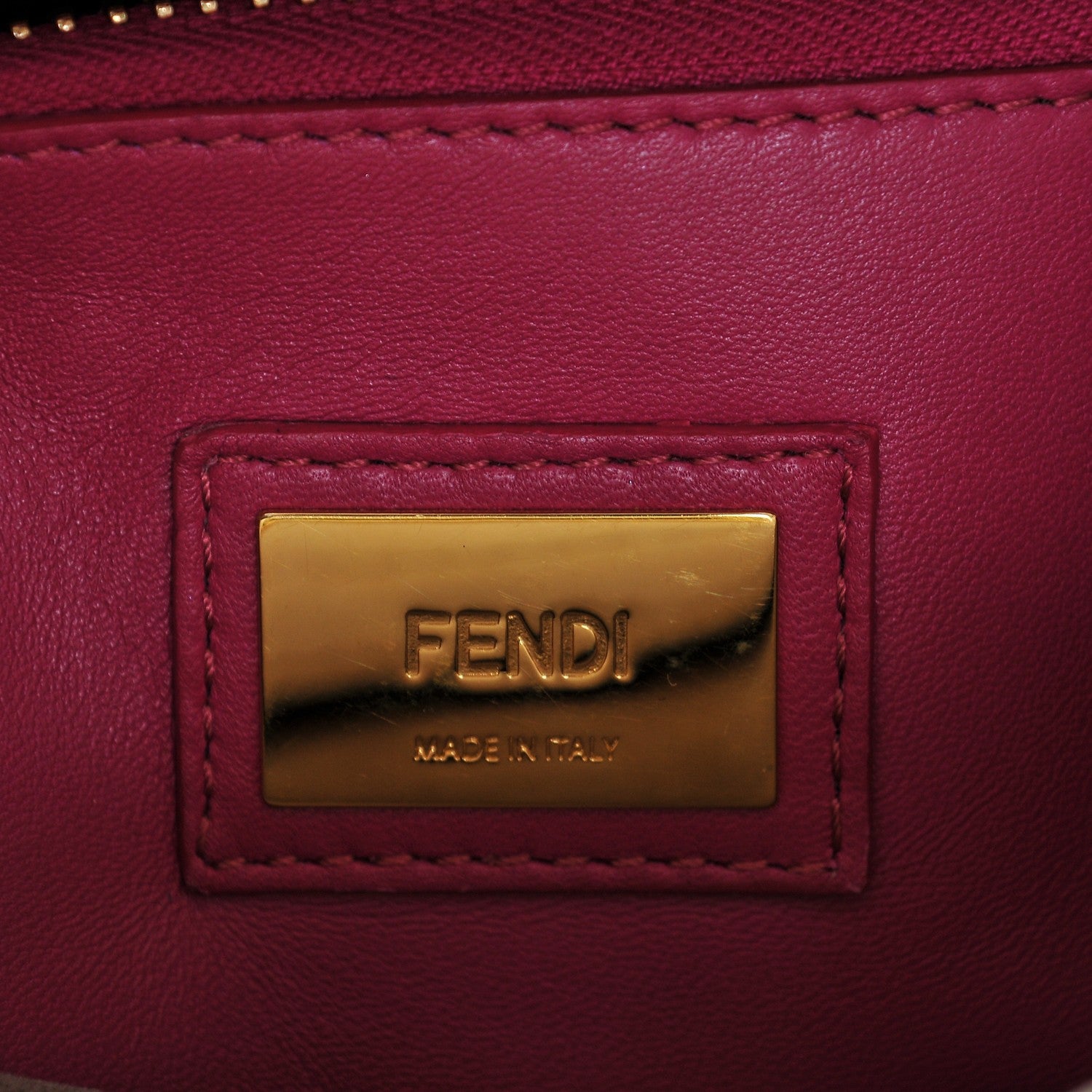 Fendi Vitello Seta Shiny Nappa Medium Peekaboo Iconic Satchel Grigio Polvere Magenta 6 of 6