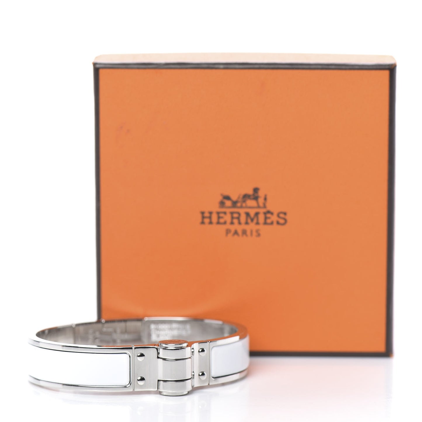 Enamel Charniere Uni Narrow Hinged Bracelet S White