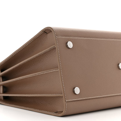 Saint Laurent Grained Calfskin Topstitch Small Classic Sac De Jour Taupe 9 of 10