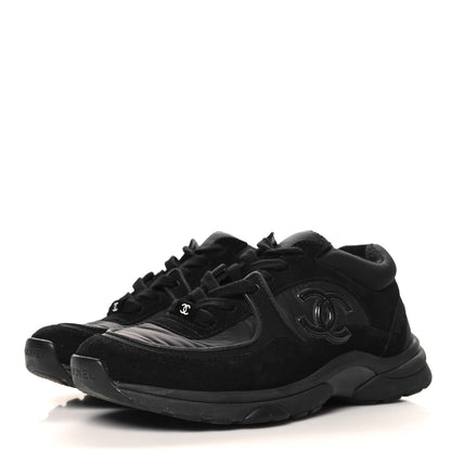 Chanel Fabric Calfskin Suede CC Sneakers 37 Black 4 of 9