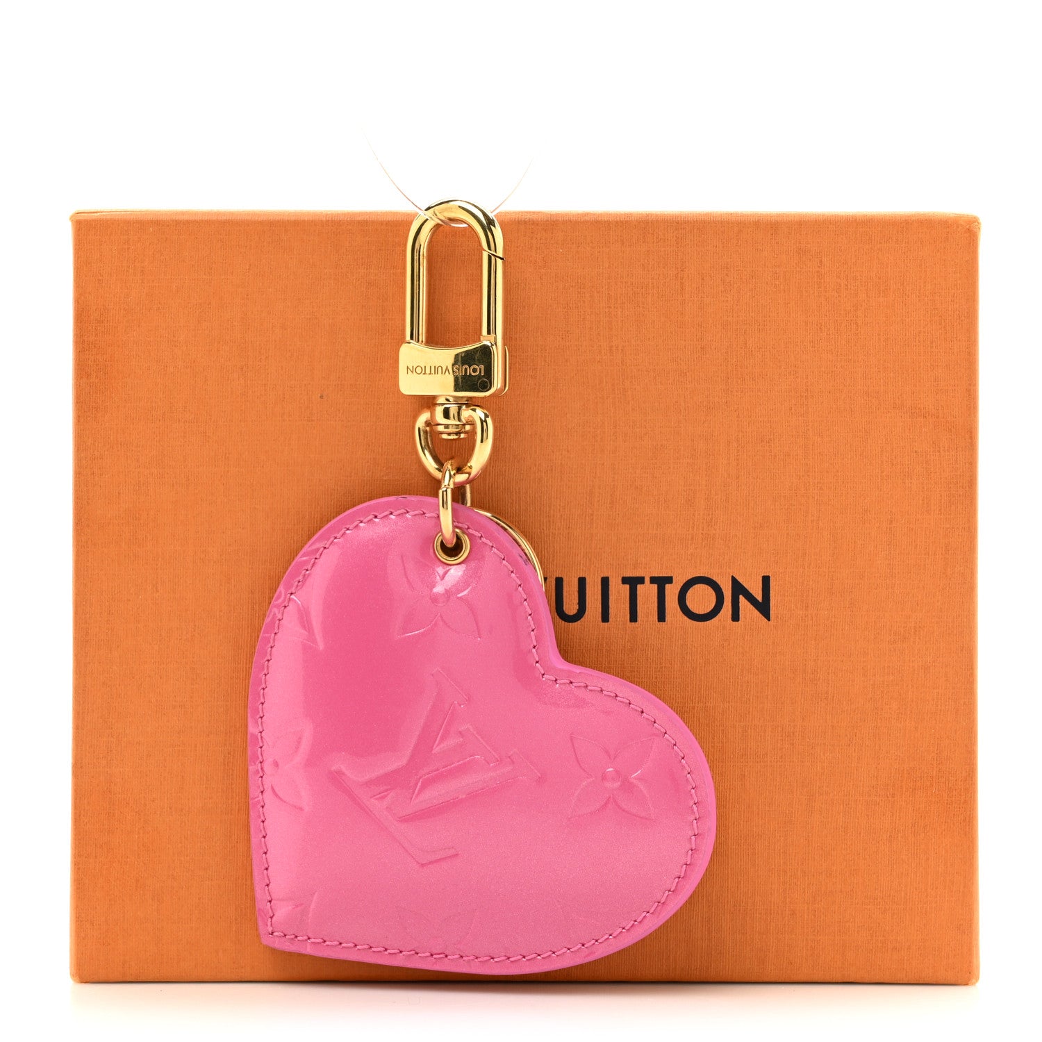 Louis Vuitton Vernis See Your Love Heart Key Holder Bag Charm Pink