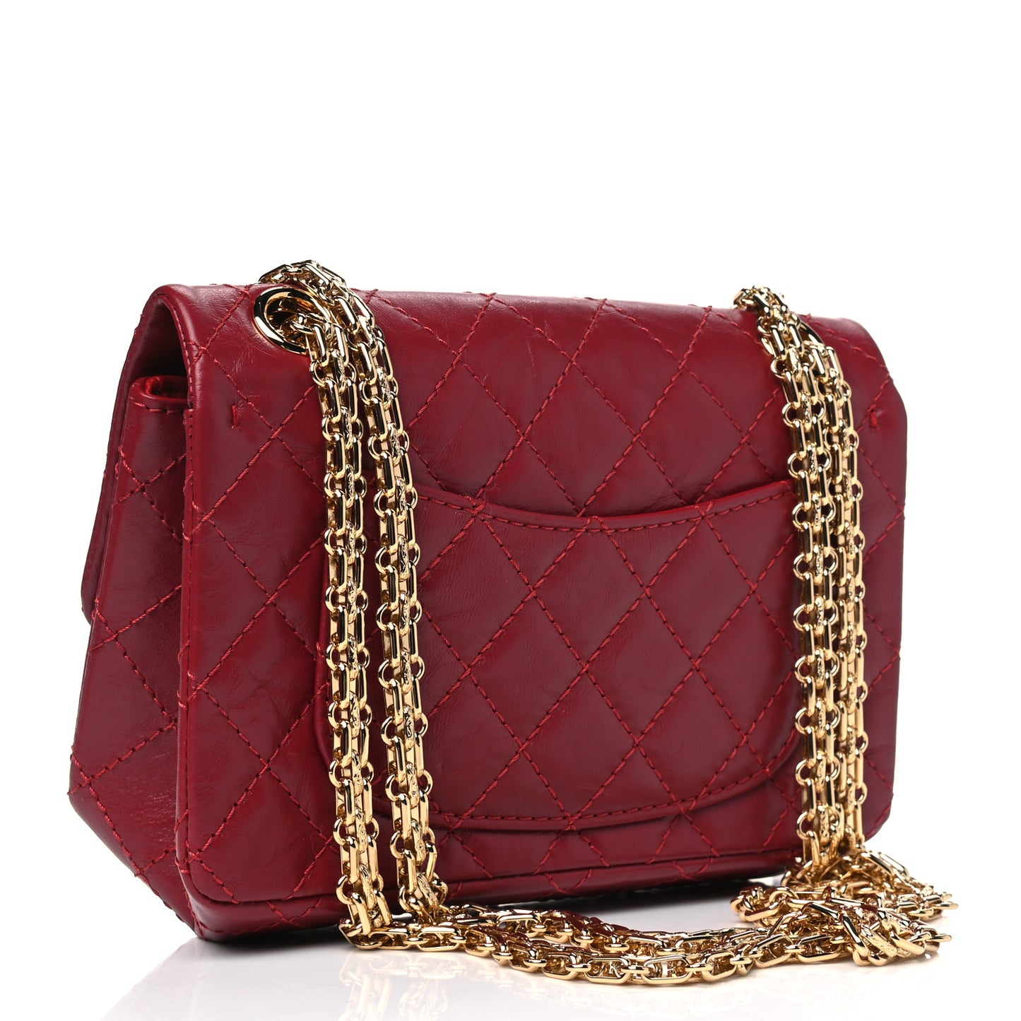 Aged Calfskin Quilted 2.55 Reissue Mini Flap Red