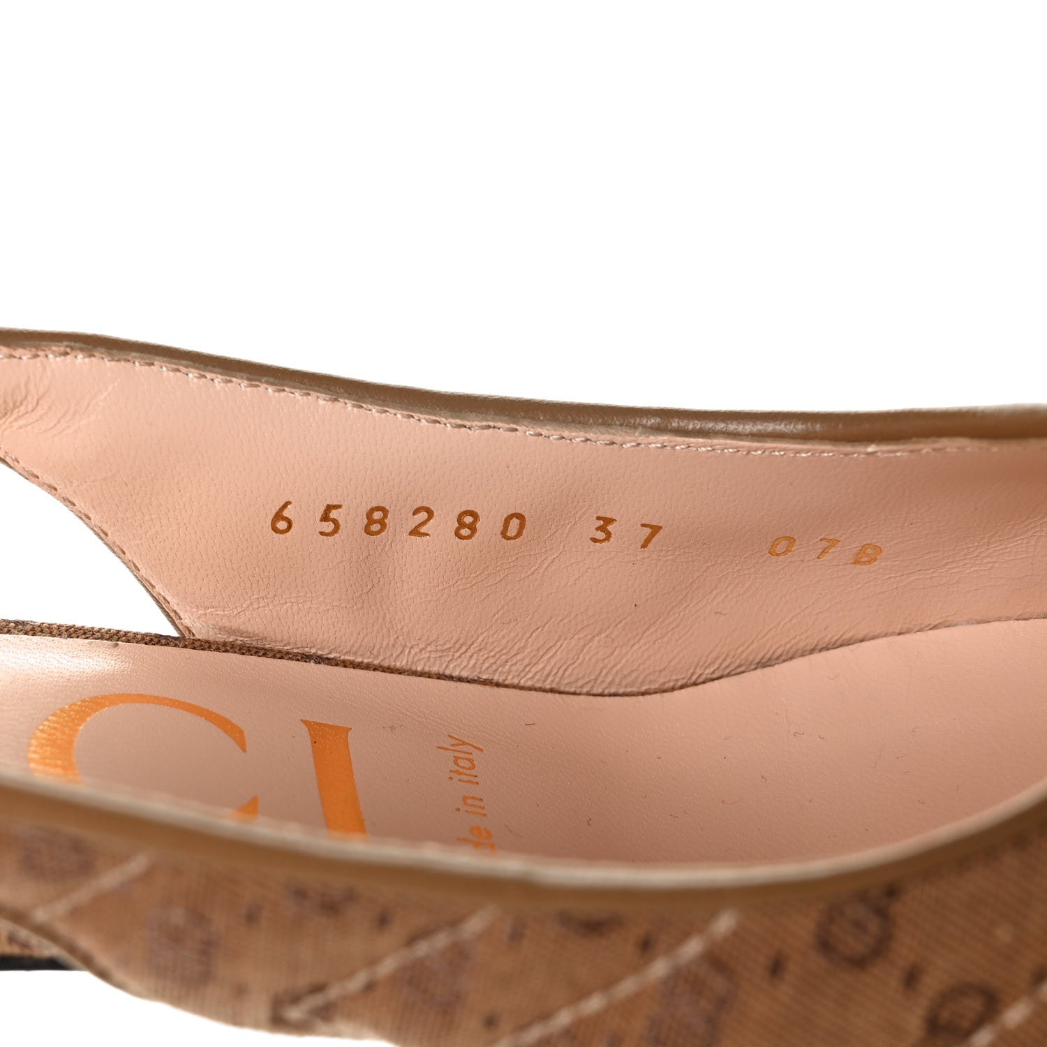 Gucci Monogram GG Mignon Nappa Chevron Matelasse Double G 75mm Slingback Pumps 37 Dusty Brown 8 of 8