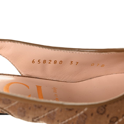 Gucci Monogram GG Mignon Nappa Chevron Matelasse Double G 75mm Slingback Pumps 37 Dusty Brown 8 of 8
