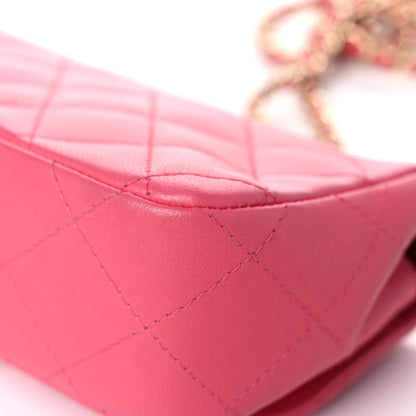 Chanel Lambskin Quilted Extra Mini V For Victory Flap Pink 11 of 18
