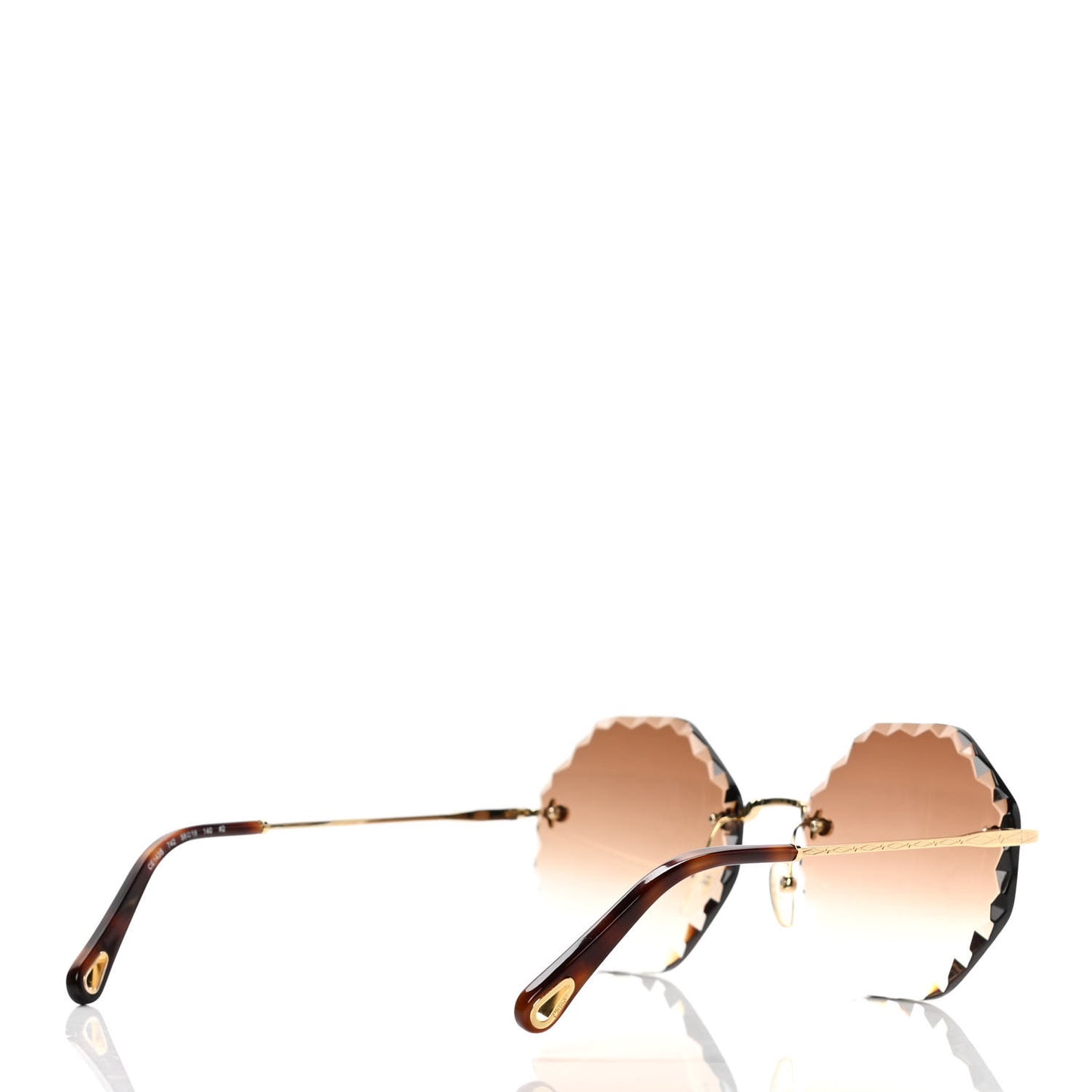 Rosie Bevelled Round Sunglasses CE142S Gold Gradient Brown