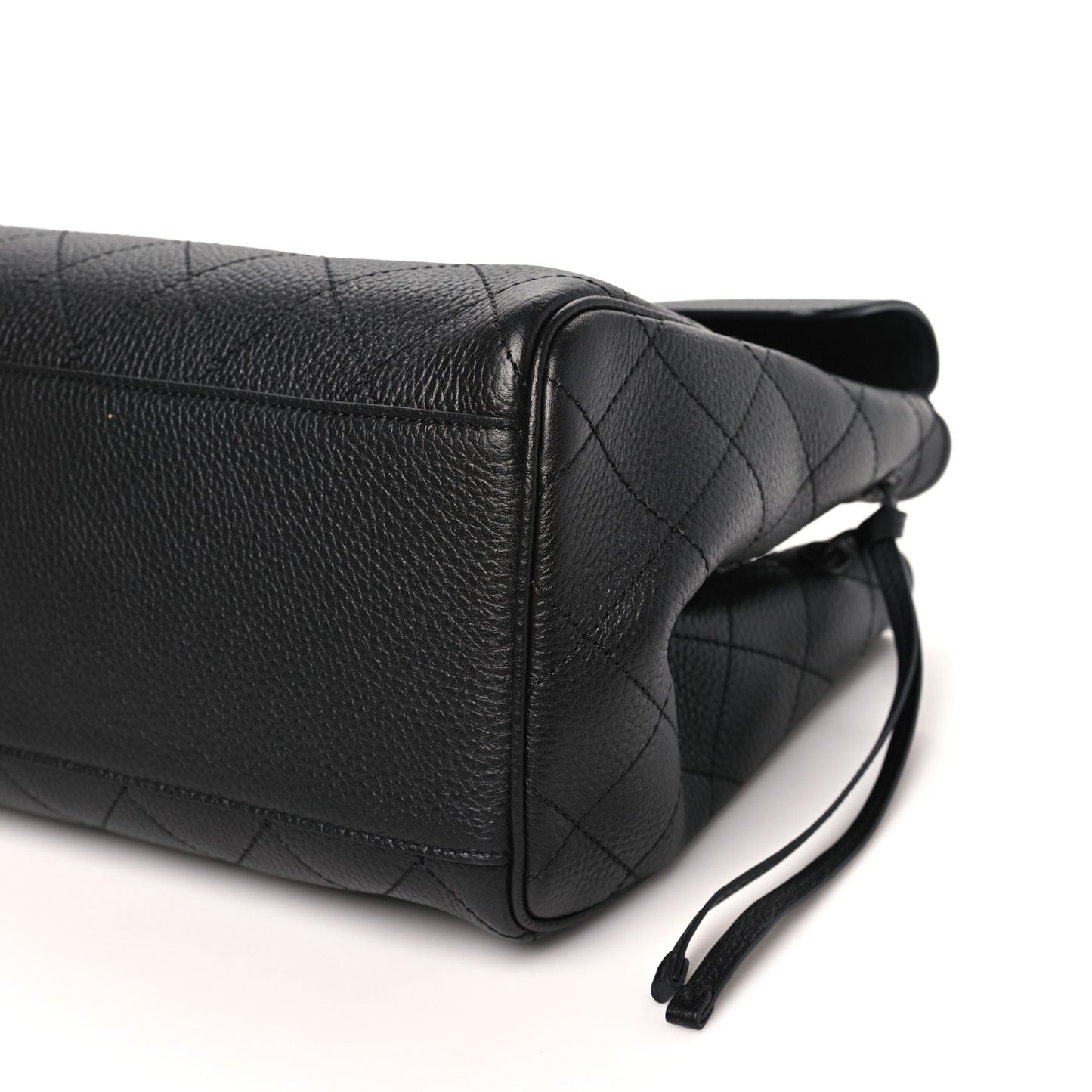 Grained Calfskin Stitched Urban Essentials Large Shopping Bag Black