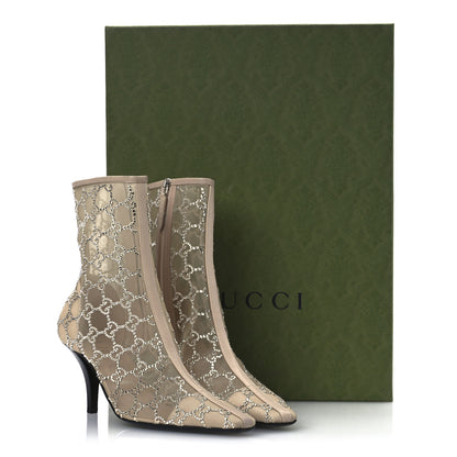 Gucci Tela Retino Kid Scamosciato Crystal GG Monogram Square Demi Boot 38.5 Light Powder Skin Rose 13 of 13