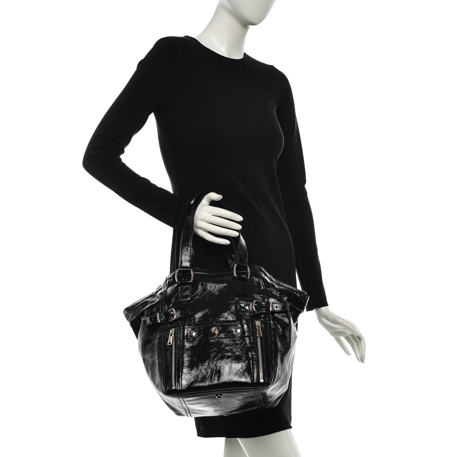 Saint Laurent Patent Small Downtown Black 2 of 8