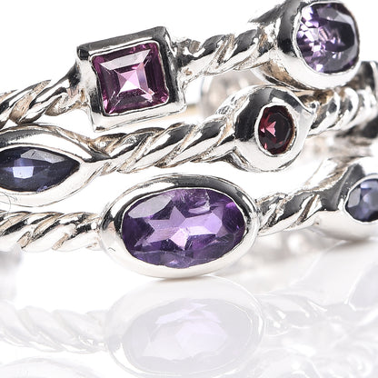 David Yurman Sterling Silver Amethyst Iolite Topaz Garnet Confetti 3 Row Earrings 6 of 7