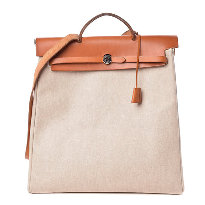 Hermes Toile Vache Calfskin Herbag 40 GM Natural 1 of 9