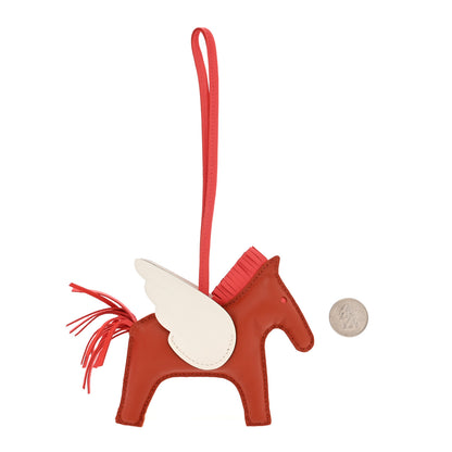 Hermes Milo Lambskin Grigri Rodeo Pegase Horse Bag Charm MM Orange Poppy Craie Terre Battue 2 of 5