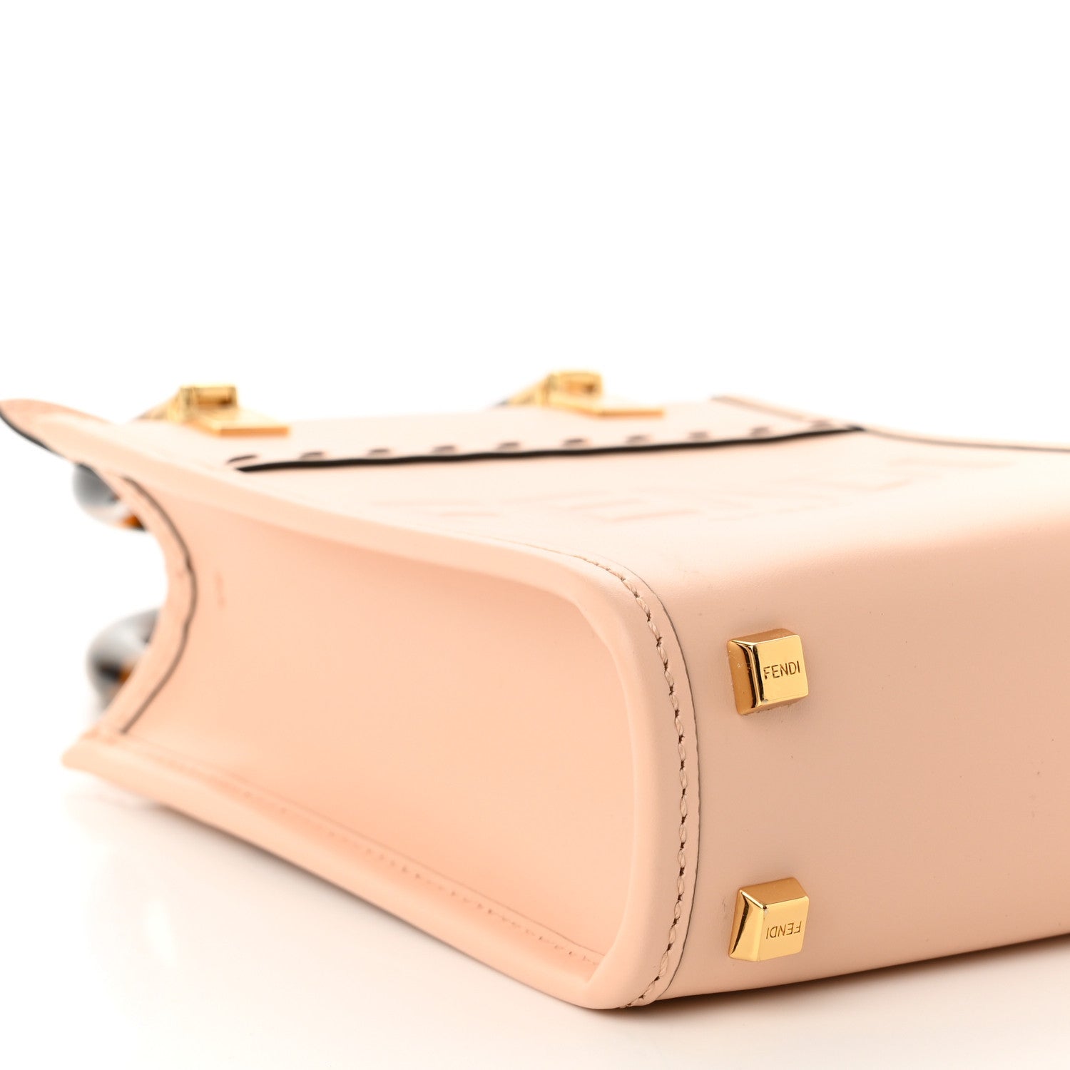 Fendi Vitello King Plexiglass Logo Embossed Mini Fendi Sunshine Shopper Tote Light Rose 9 of 10