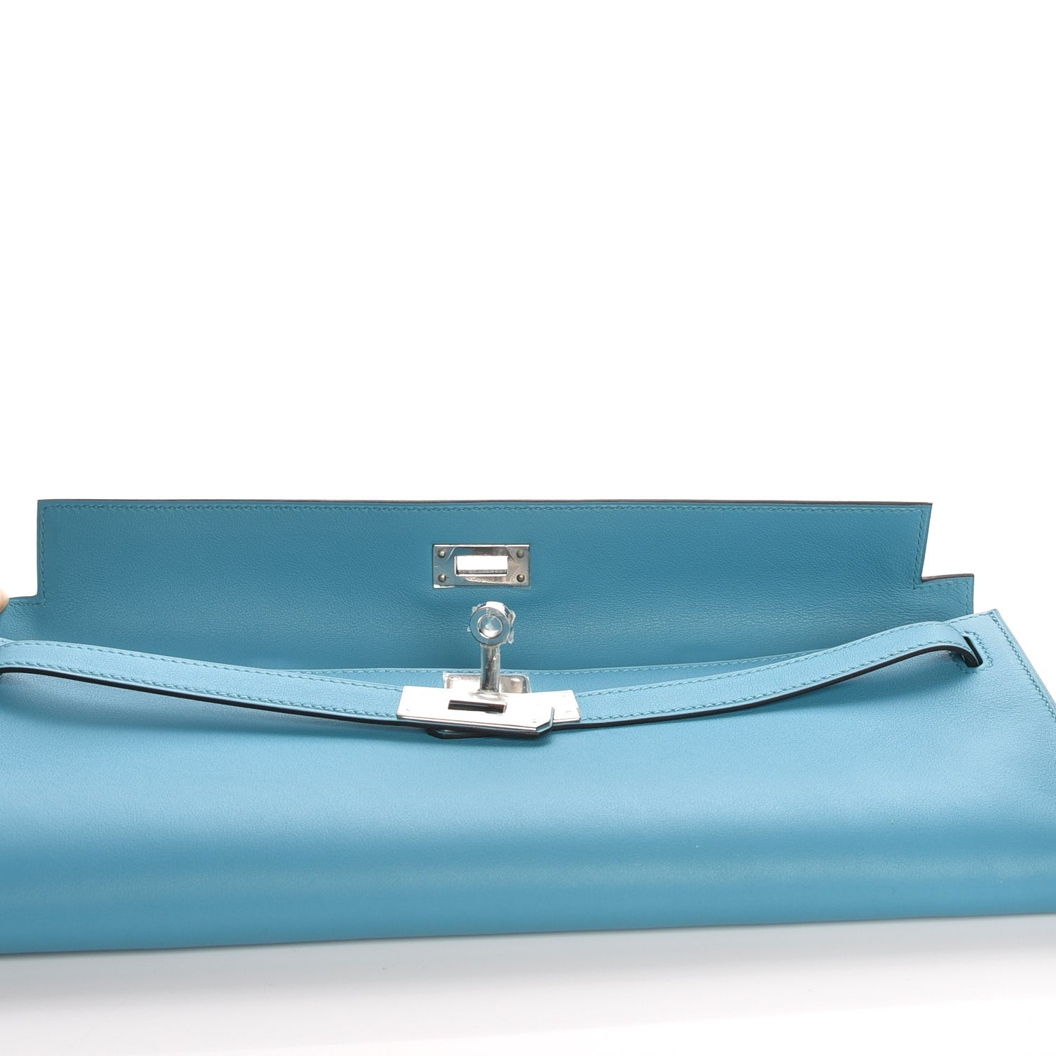 Hermes Swift Kelly Cut Clutch Pochette Turquiose 16 of 17