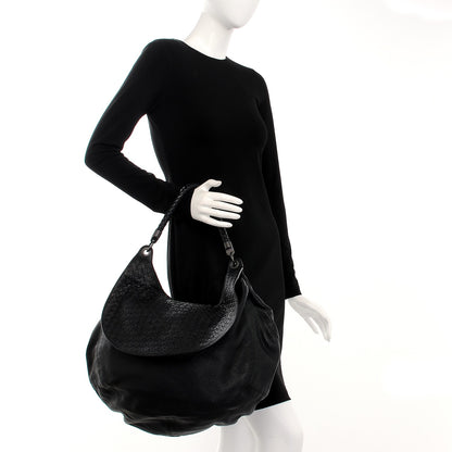 Bottega Veneta Cervo Intrecciato Flap Hobo Nero Black 2 of 8