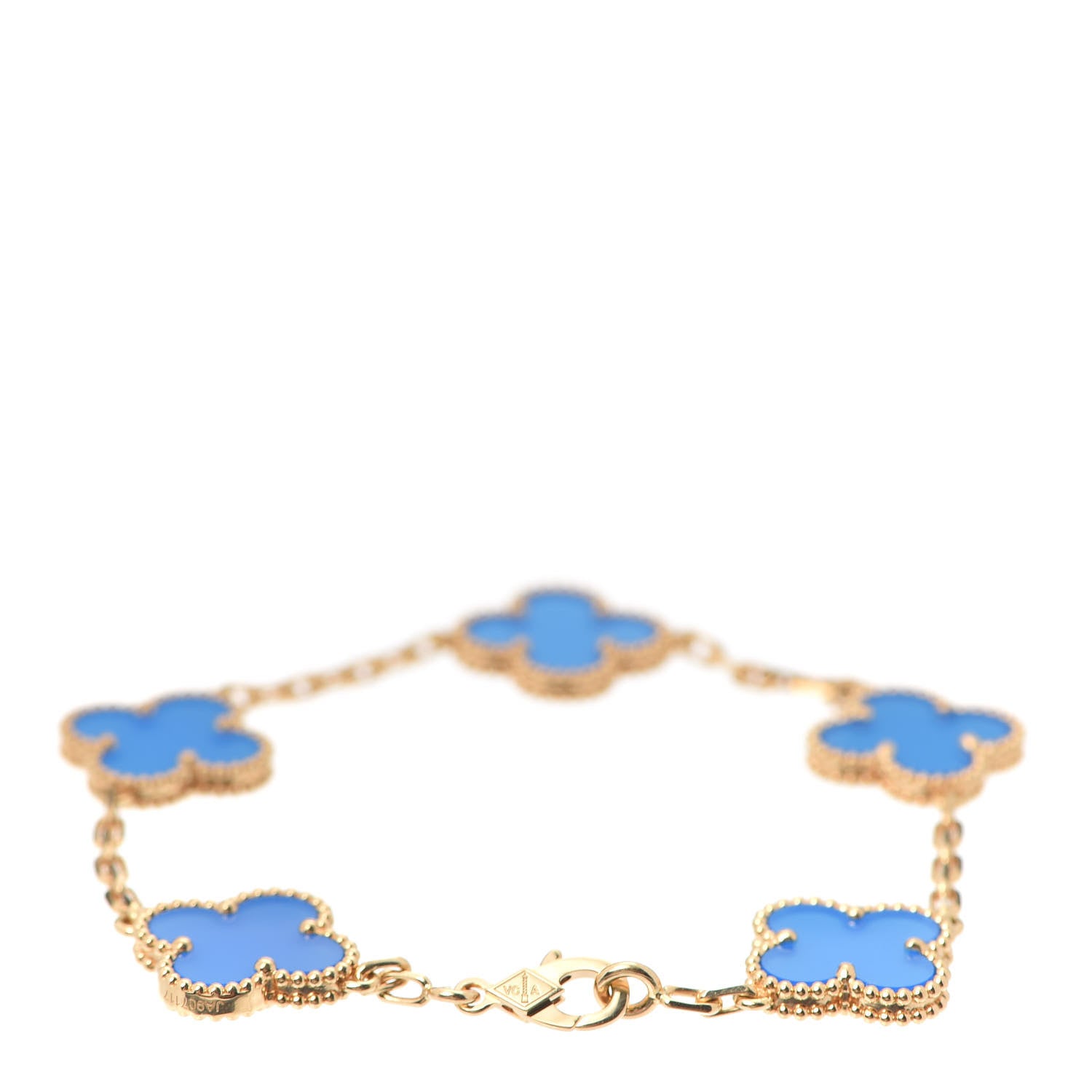 Van Cleef & Arpels 18K Yellow Gold Blue Agate 5 Motifs Vintage Alhambra Bracelet 3 of 7