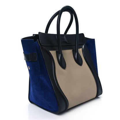 Celine Elephant Calfskin Suede Mini Tri-Color Luggage Sand 3 of 14