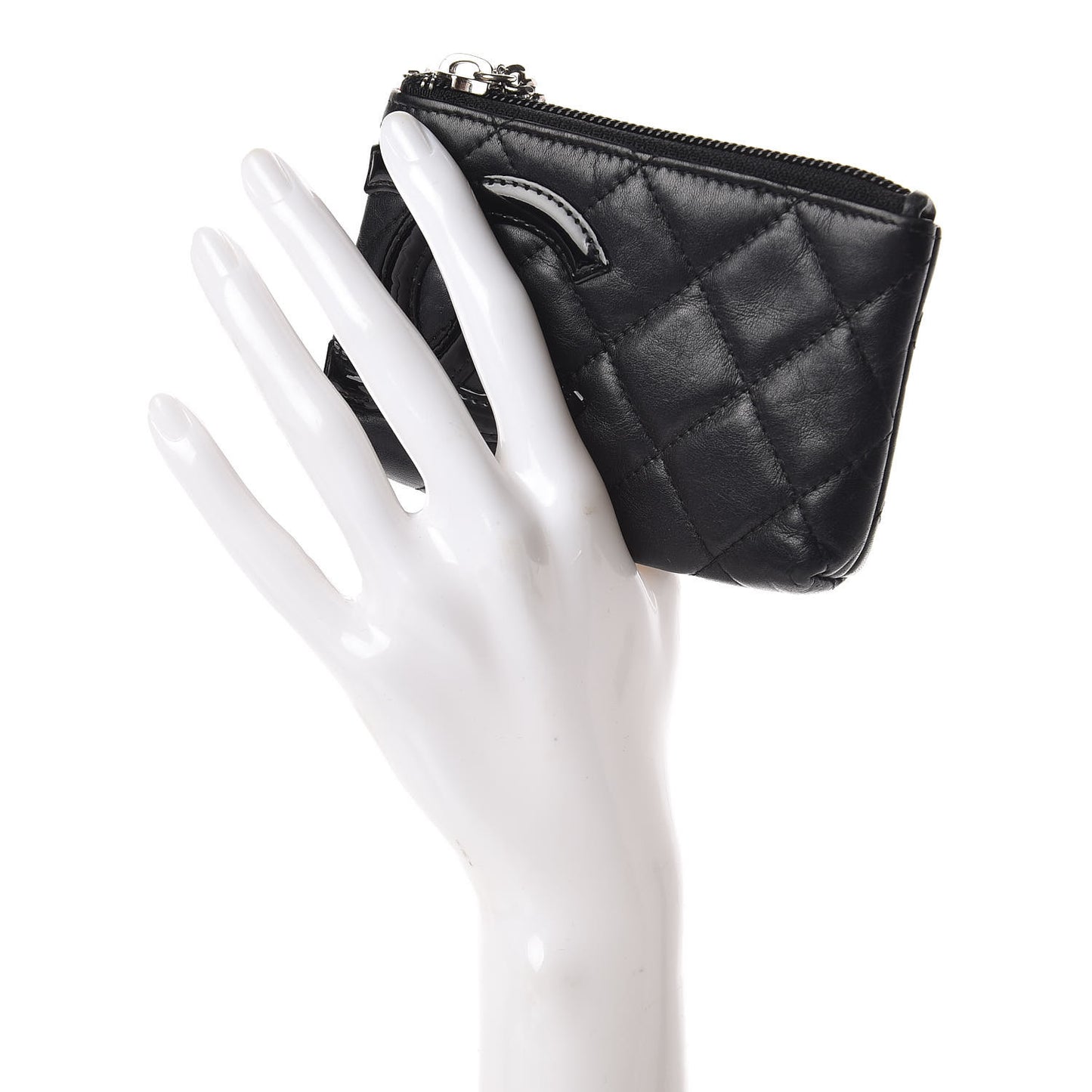 Calfskin Quilted Cambon Key Pouch Black