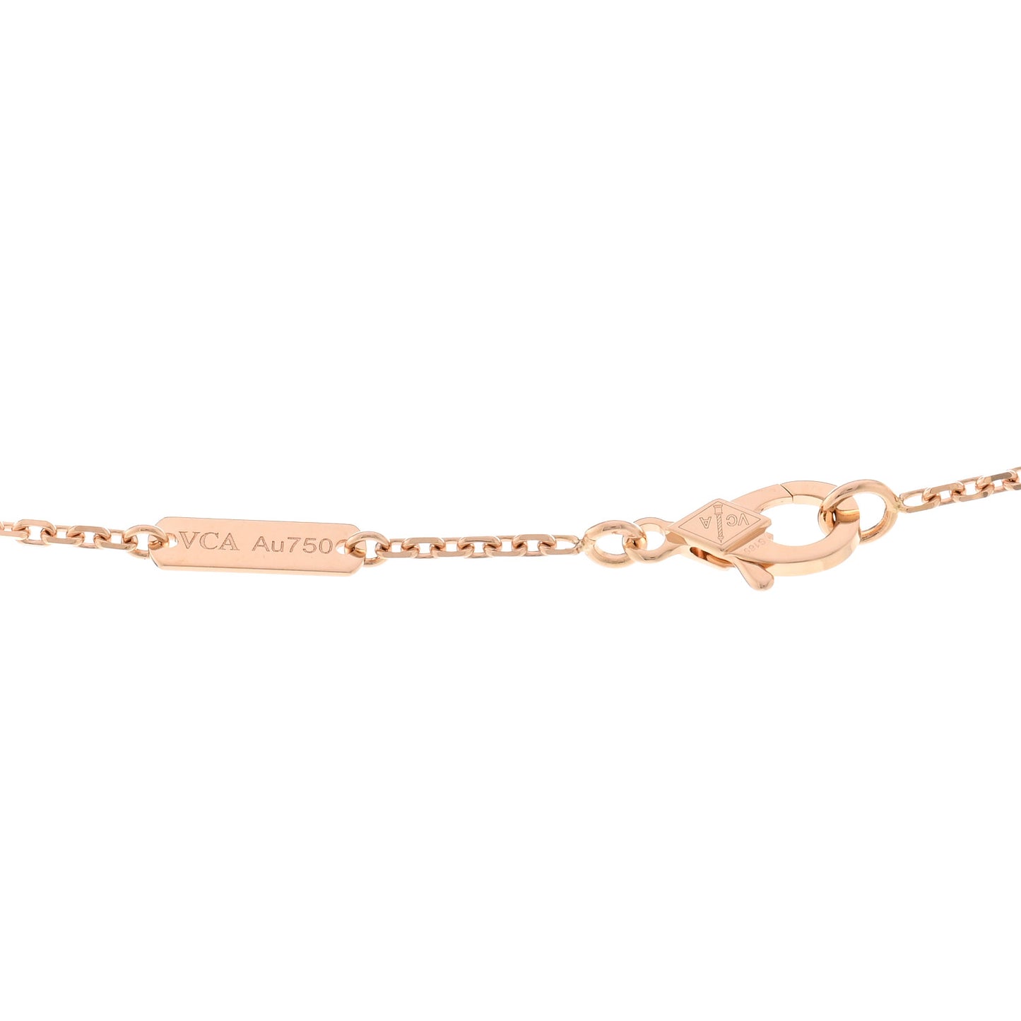 18K Rose Gold Gray Mother of Pearl Vintage Alhambra Pendant Necklace