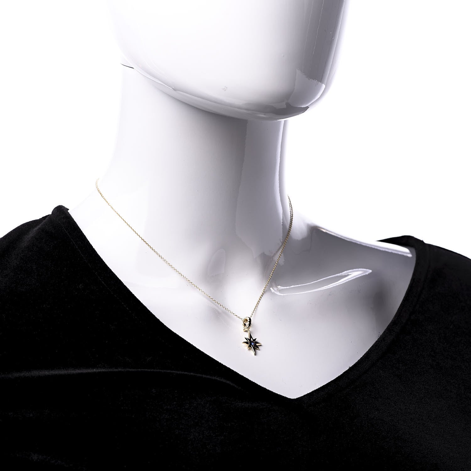 David Yurman 18K Yellow Gold Sapphire North Star Birthstone Charm Pendant Necklace 2 of 7