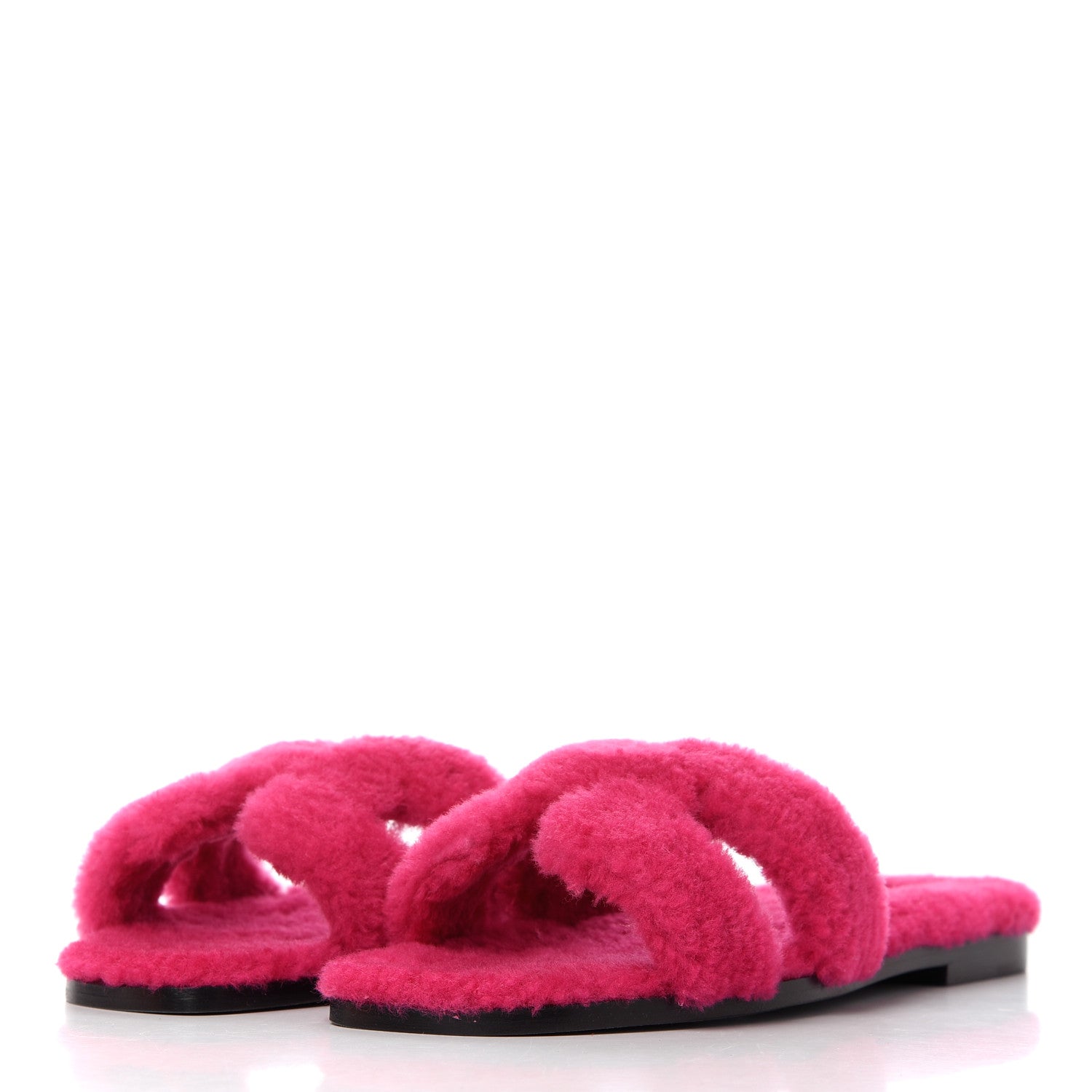 Hermes Woolskin Oran Sandals 38 Rose Fuchsia 3 of 12