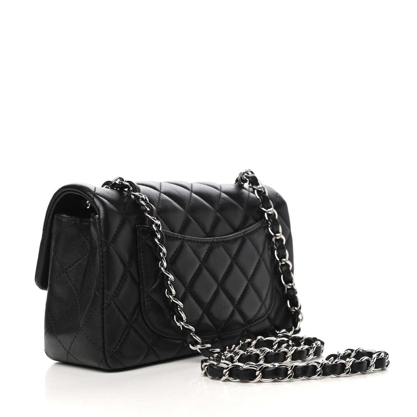Lambskin Quilted Mini Rectangular Flap Black