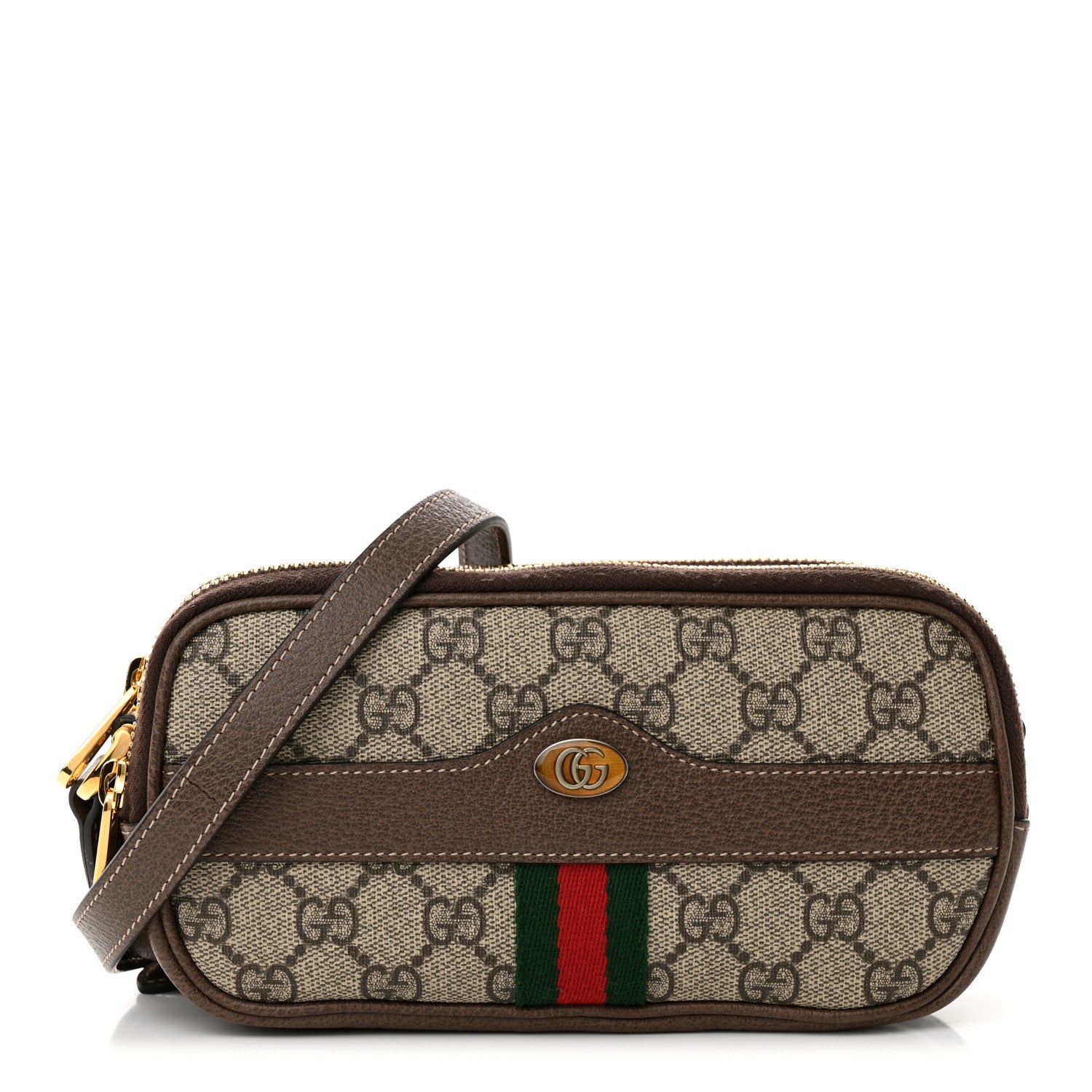 Gucci GG Supreme Monogram Web Mini Ophidia GG Bag Brown 1 of 10