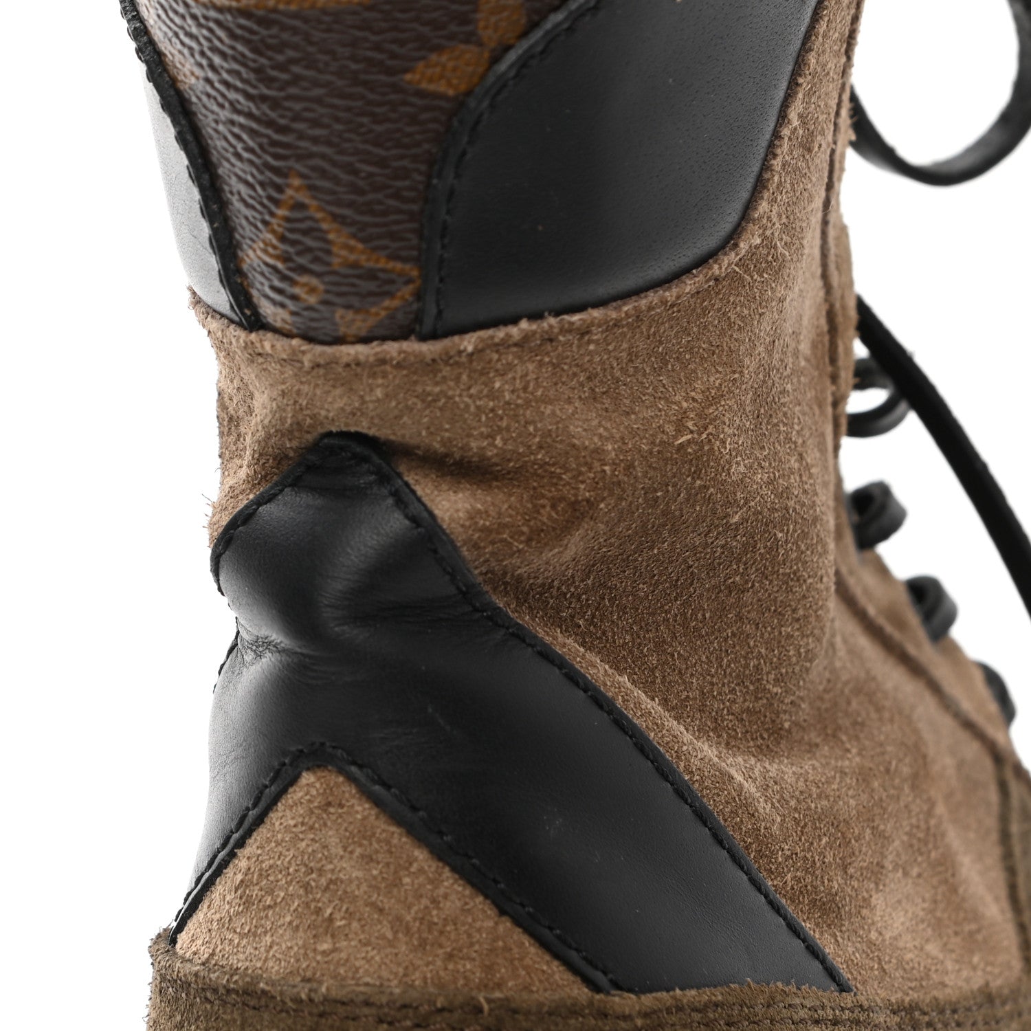 Louis Vuitton Suede Calfskin Monogram Laureate Platform Desert Boots 38 Taupe 10 of 15