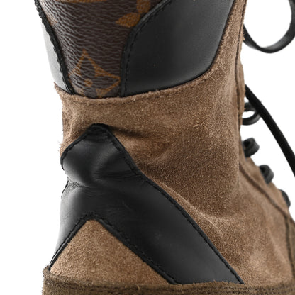 Louis Vuitton Suede Calfskin Monogram Laureate Platform Desert Boots 38 Taupe 10 of 15