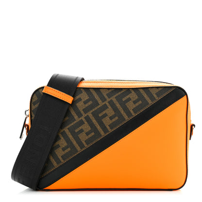 Fendi Glazed Fabric Vitello Liberty Century Logo FF 1974 Diagonal Medium Camera Case 1 of 10