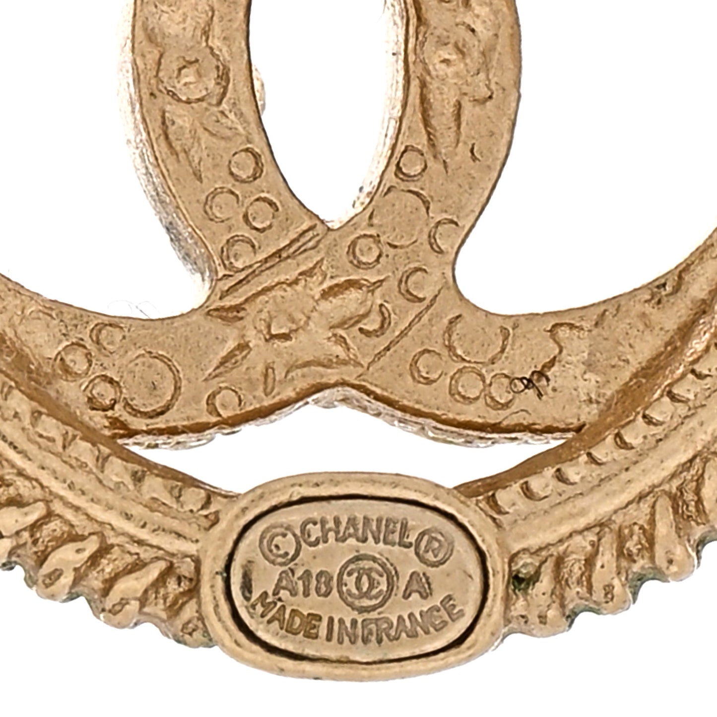 Pearl CC Round Earrings Gold