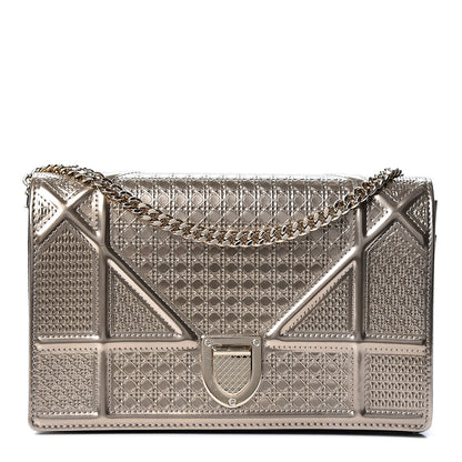 Christian Dior Metallic Patent Micro-Cannage Diorama Wallet on Chain Pouch Gold 1 of 10