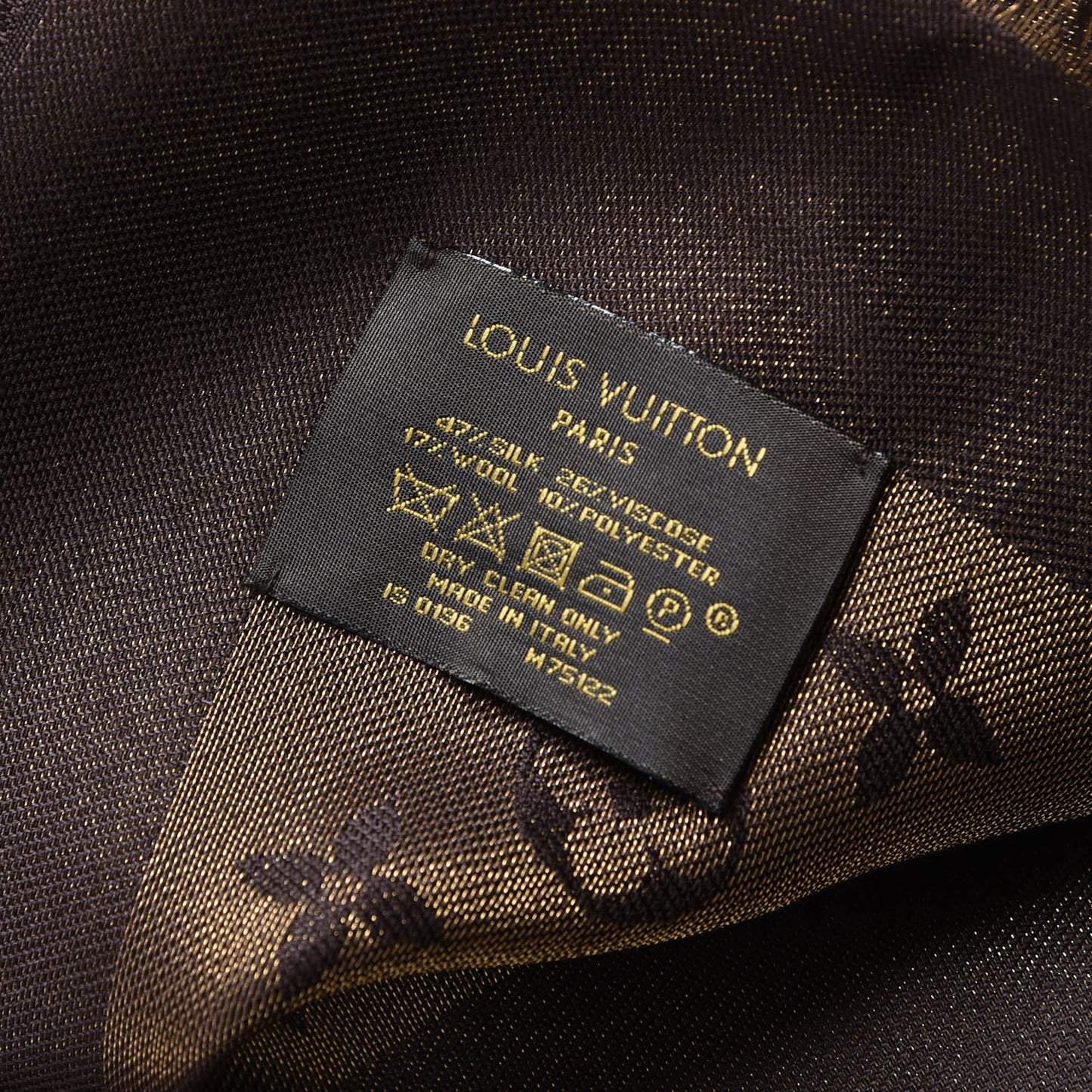 Silk Lurex Wool Monogram Shine Shawl Brown