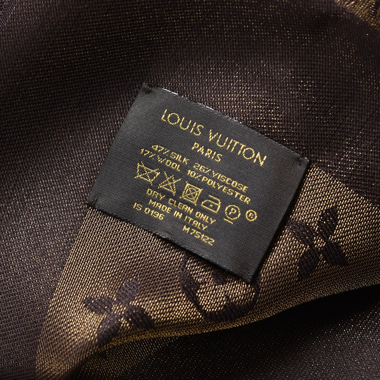 Louis Vuitton Silk Lurex Wool Monogram Shine Shawl Brown 4 of 4