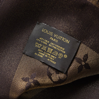 Louis Vuitton Silk Lurex Wool Monogram Shine Shawl Brown 4 of 4