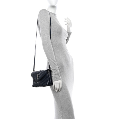 Saint Laurent Calfskin Y Quilted Monogram Toy Loulou Chain Satchel Medium Blue 2 of 12