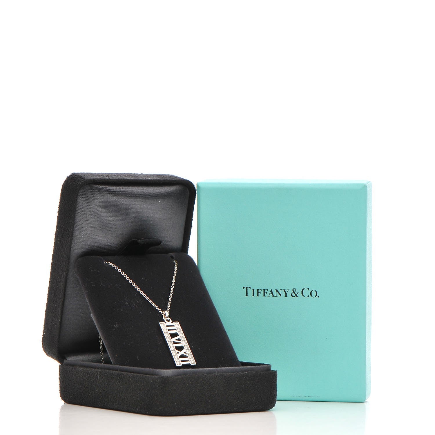Tiffany 18K White Gold Diamond Atlas Bar Pendant Necklace 9 of 9