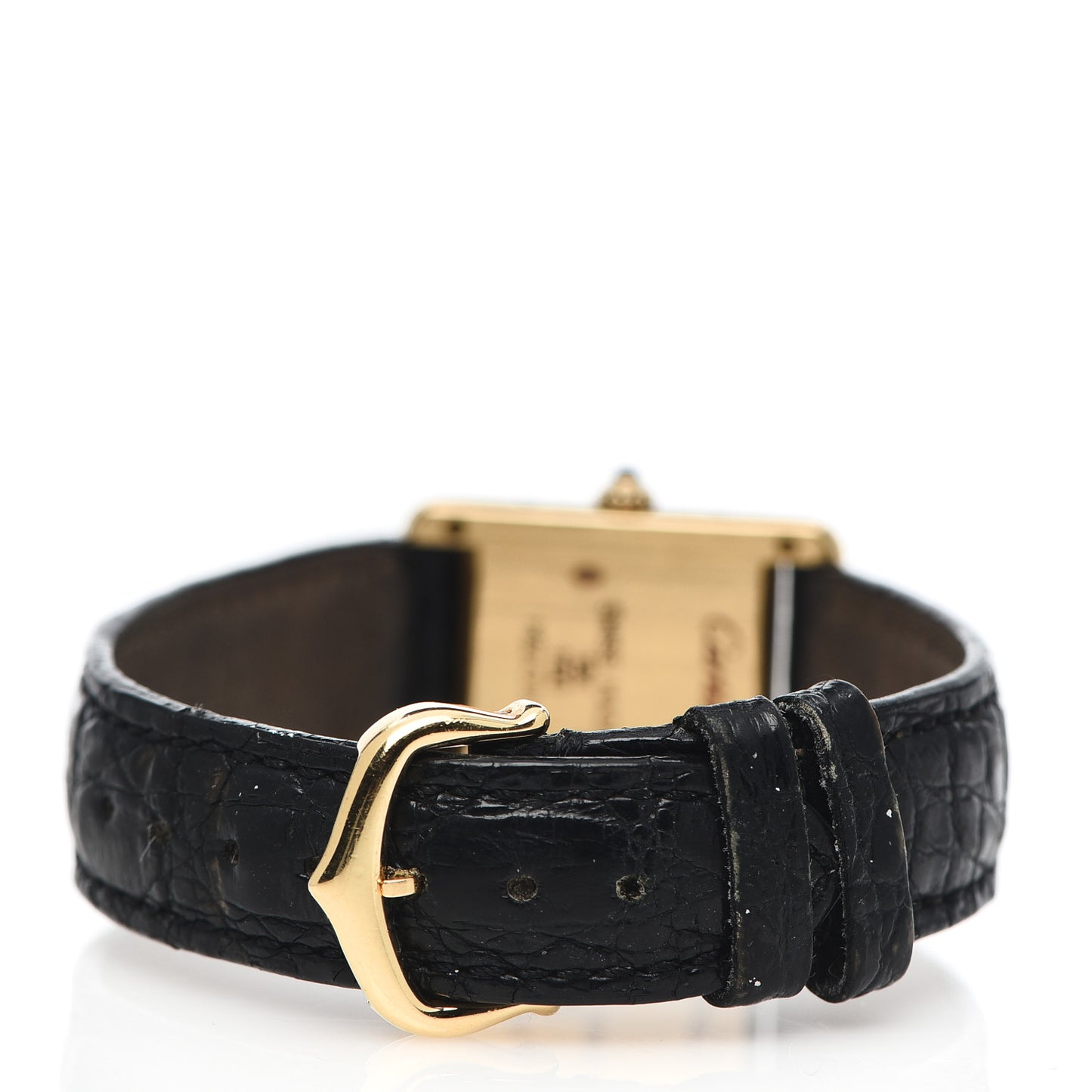 18K Yellow Gold Alligator 20mm Tank Louis Quartz Watch