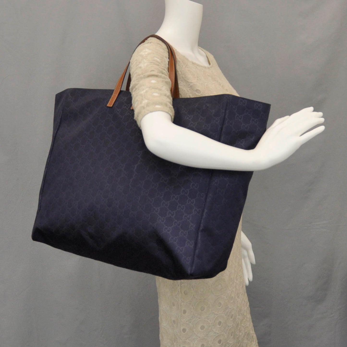 Nylon Monogram Large Tote Blue