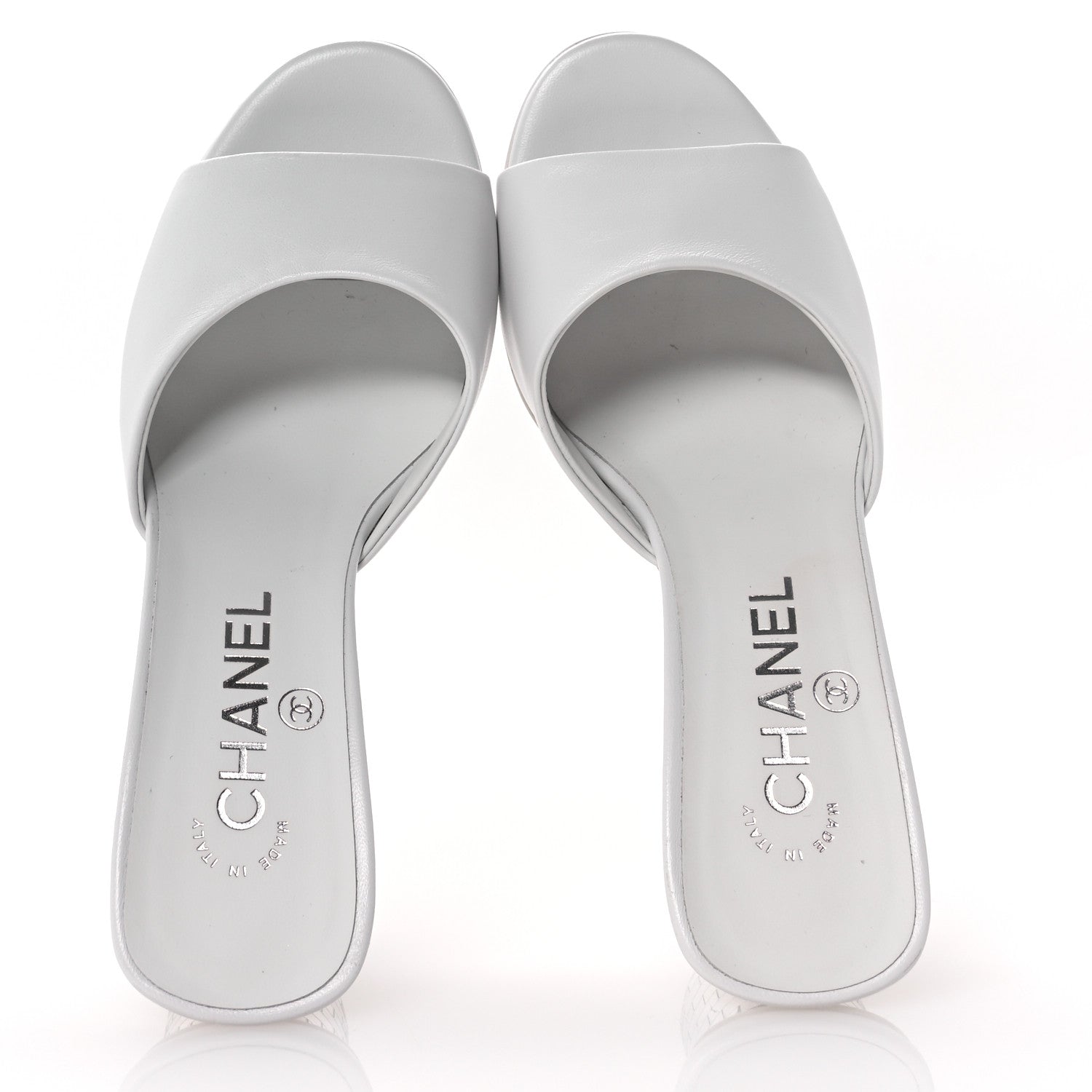 Chanel Lambskin Mirror Mules 36.5 White 2 of 9