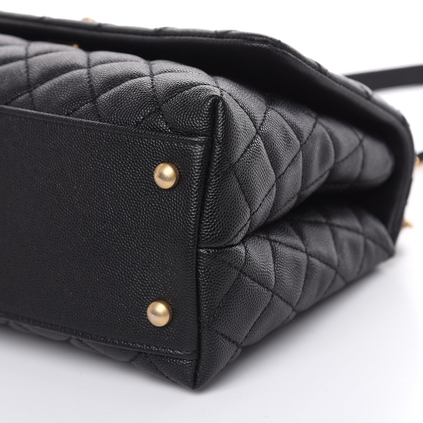 Caviar Lizard Embossed Quilted Small Coco Handle Flap Black