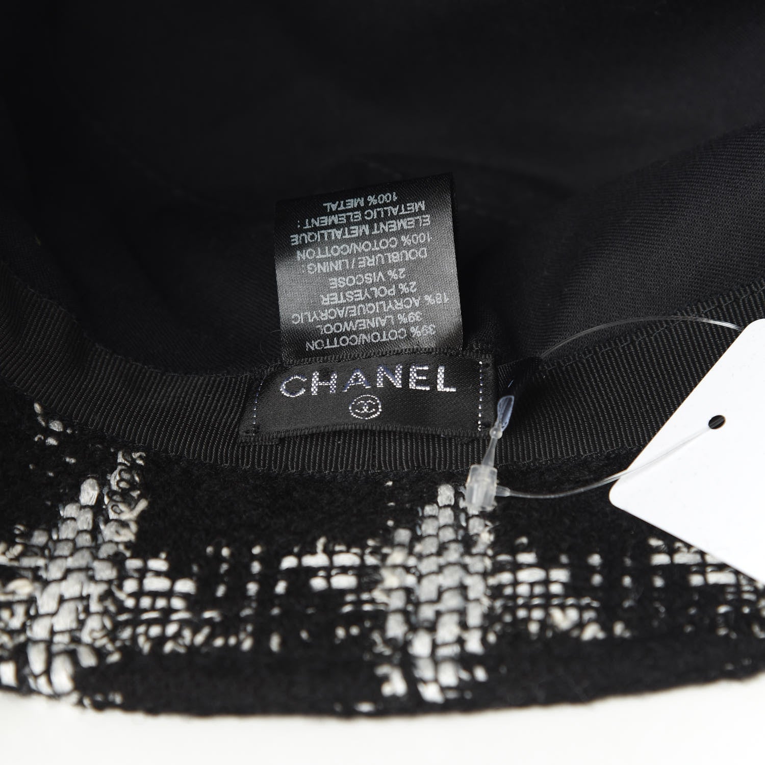 Chanel Tweed Bucket Hat M Black White 6 of 7
