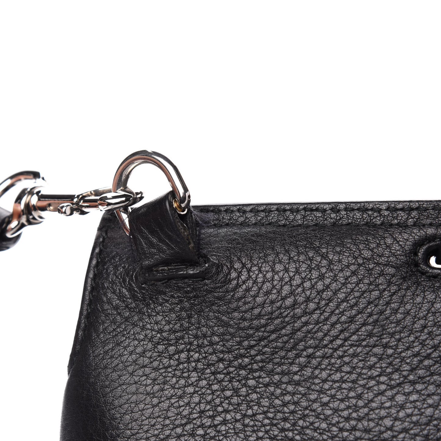 Pebbled Calfskin Large Bamboo Daily Top Handle Bag Black