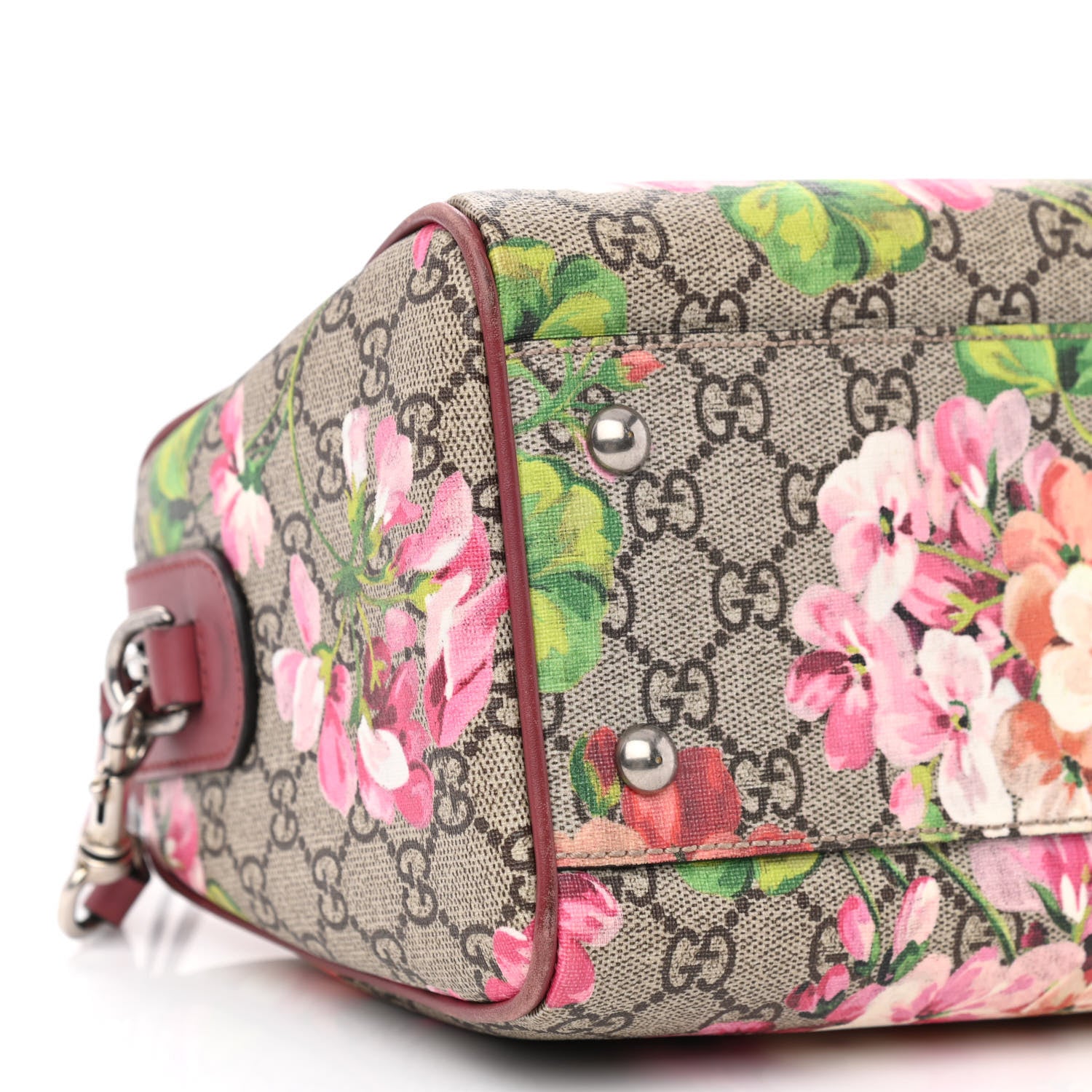 Gucci GG Supreme Monogram Blooms Small Boston Beige Multicolor Dry Rose 9 of 13