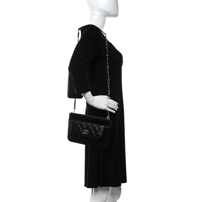 Chanel Lambskin Quilted Clutch With Chain Black 3 of 11